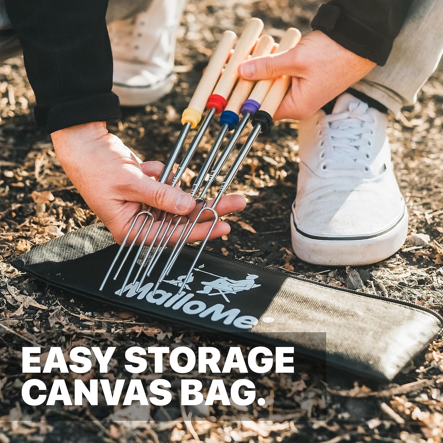 image:imageMalloMe Smores Sticks for Fire Pit Accessories for Campfire Marshmallow Roasting Sticks Smores Kit Outdoor Smore Skewers Hot Dog Fork For Outside Camping Essentials Bonfire Gear Long 32 8 Pack20 Fork Set