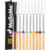 MalloMe Smores Sticks for Fire Pit – Accessories for Campfire Marshmallow Roasting Sticks Smores Kit Outdoor – Smore Skewers Hot Dog Fork For Outside, Camping Essentials Bonfire Gear Long 32″ 8 Pack(10 Fork Set w/ Storage Bag)