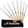 MalloMe Smores Sticks for Fire Pit – Accessories for Campfire Marshmallow Roasting Sticks Smores Kit Outdoor – Smore Skewers Hot Dog Fork For Outside, Camping Essentials Bonfire Gear Long 32″ 8 Pack(8 Fork Set w/ Storage Bag)